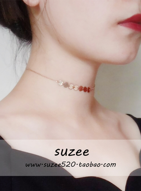 圆片几何短项链choker钛钢材质