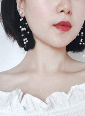 璨若星辰 时尚经典复古珍珠贝珠两戴耳环925银耳坠 夸张chic耳夹