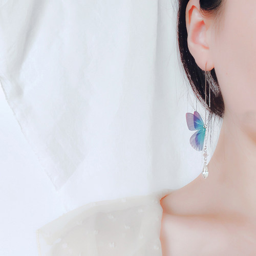 原创蝴蝶进口超仙气质水滴耳线