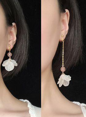 温柔的小姐姐 粉色草莓晶粉水晶耳夹925银耳环耳坠时尚少女风耳饰