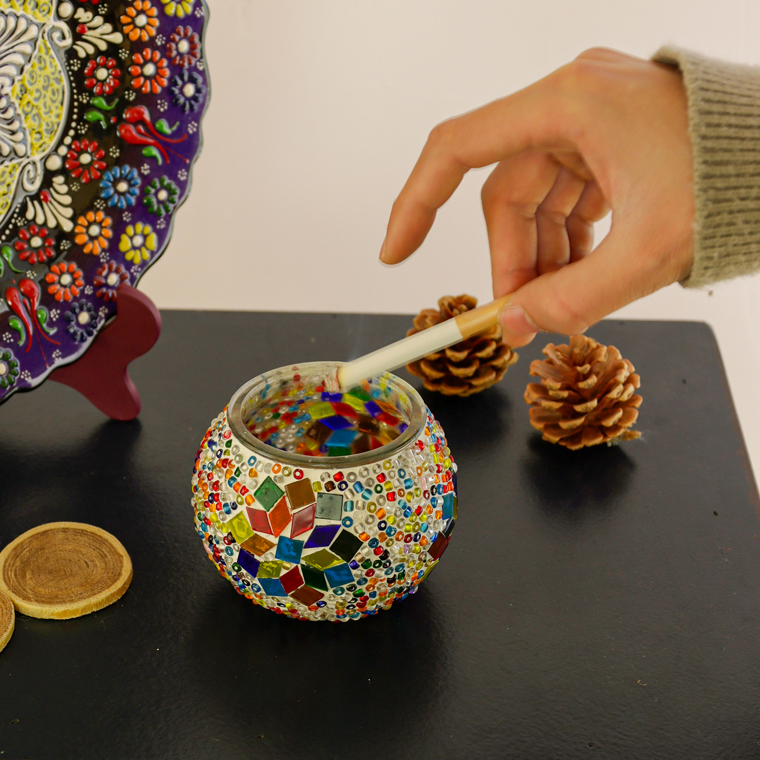 手工烟灰缸卧室客厅波西米亚复古民宿酒店餐桌香薰收纳罐装饰摆件