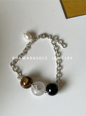 重工老钱风双层手链女高级感天然银河玛瑙手串手饰