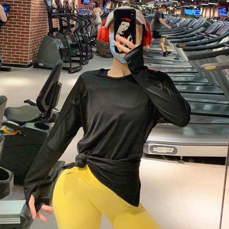 REYNA SPORTS LONG SLEEVE T-SHIRT WOMENS PLUS SIZE LOOSE SLIM SIDE SLIT QUICK DRY RUNNING YOGA WEAR FITNESS BLOUSE