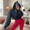 REYNA FITNESS SWEATSHIRT LOOSE HOODED DRAWSTRING CROPPED RUNNING CARDIGAN YOGA JACKET TOP COVER-UP WOMEN