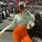 REYNA KNITTED SPORTS LONG SLEEVE CROPPED CROP SLIM STRETCH SLIM EUROPEAN AND AMERICAN BASE SHIRT YOGA FITNESS LONG SLEEVES