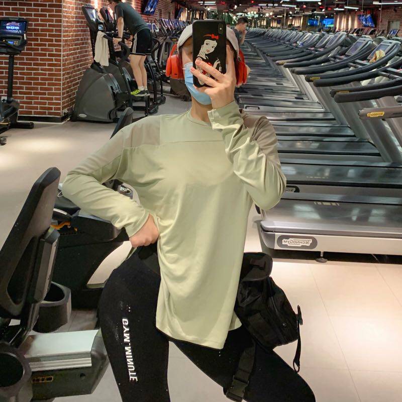 REYNA SPORTS LONG SLEEVE T-SHIRT WOMENS PLUS SIZE LOOSE SLIM SIDE SLIT QUICK DRY RUNNING YOGA WEAR FITNESS BLOUSE