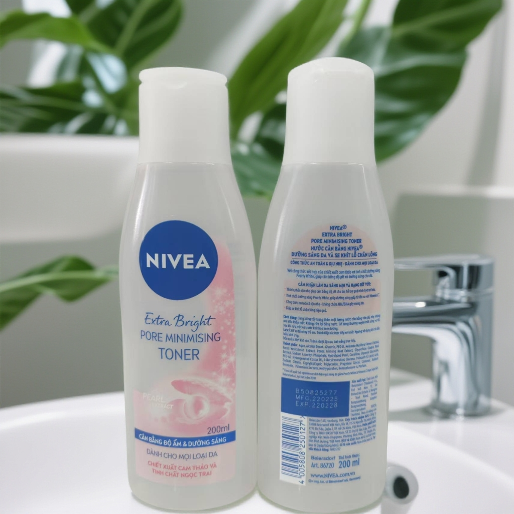 越南正品NIVEA/妮维雅玫瑰爽肤水十倍亮白晶纯皙白 细致毛孔200ml