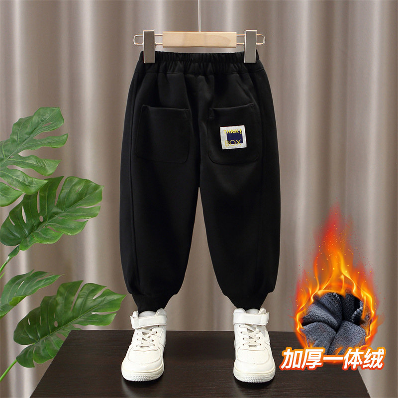 男童贴标一体绒运动裤加绒加厚保暖束脚裤中大童休闲裤秋冬季卫裤,童装/婴儿装/亲子装,运动裤卫裤,淘宝优惠券,粉丝福利购,淘宝优惠卷
