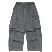 儿童工装 子松紧腰直筒裤 裤 中大童宽松长裤 潮 男童多口袋阔腿裤 春季