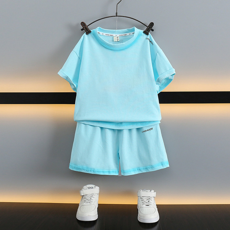 男童夏装短袖套装儿童薄款休闲圆领上衣运动短裤两件套中大童衣服
