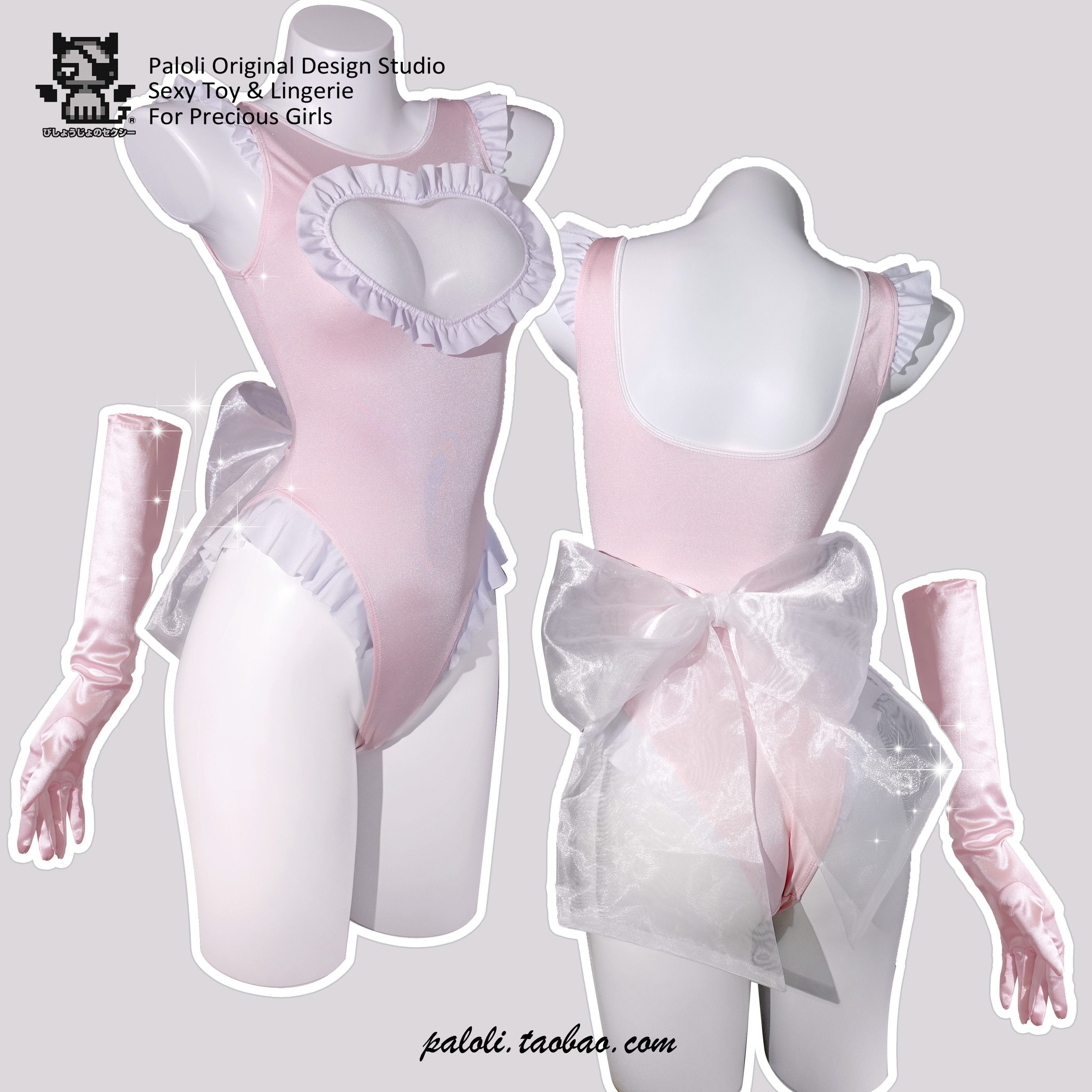 Paloli原创性感夏季纯欲连体泳衣温泉蝴蝶结斩男珠光少女