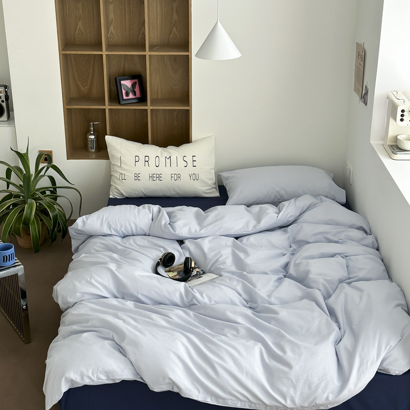 韩系纯色黑粉水洗棉四件套混搭少女风亲肤被套1.5m床单人宿舍床品,床上用品,床品套件/四件套/多件套,淘宝优惠券,粉丝福利购,淘宝优惠卷