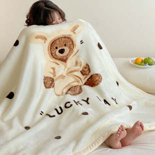 超柔A类秋冬保暖加厚双层毛毯防静电高级拉舍尔云毯ins小熊盖毯子