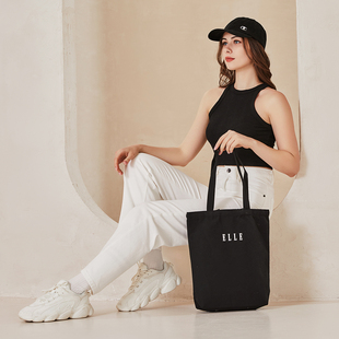ELLE潮流时尚 女士单肩包踏青出游大容量帆布包单肩包赫本猫联名款