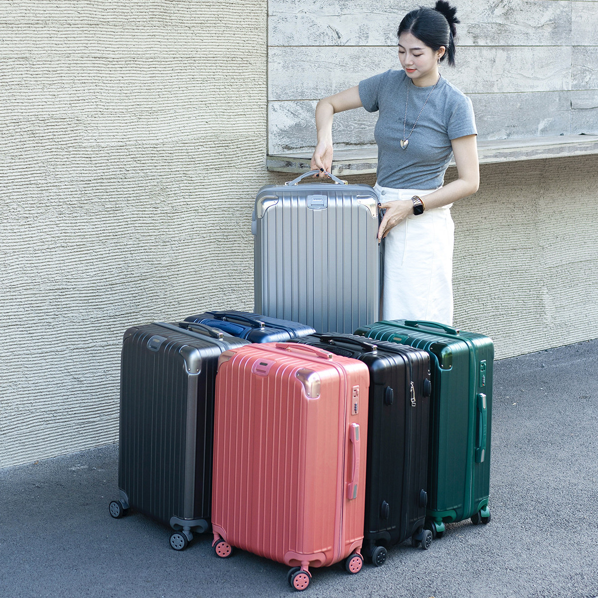 ELLE行李箱男女通用时尚拉链箱万向轮纯色潮流密码箱学生旅行箱