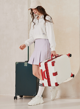 ELLE拉杆箱女轻便旅行箱20寸红色陪嫁登机箱学生24寸行李箱旅行箱