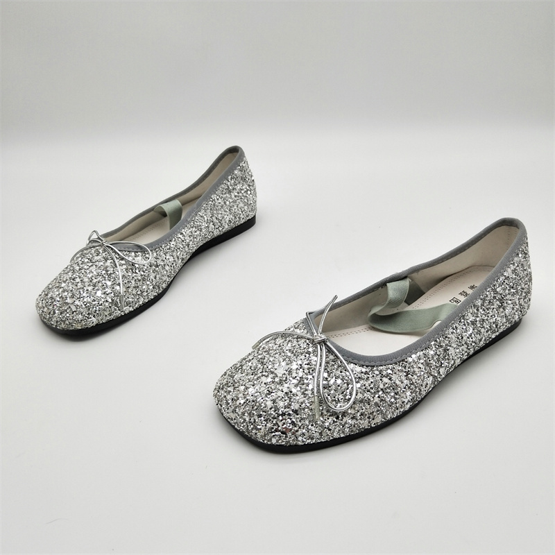 断码处理2025新款法式温柔仙女风闪闪蝴蝶结玛丽珍鞋软底浅口单鞋