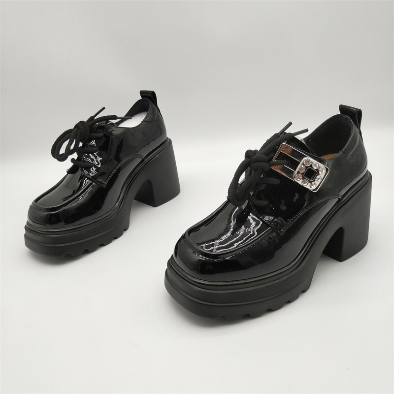 断码处理2025新款漆皮女鞋35码高跟矮个子小皮鞋百搭时尚深口单鞋