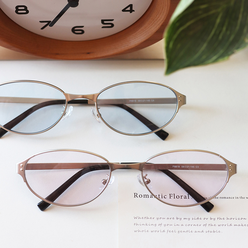 美式复古猫眼椭圆墨镜女Y2K街拍金属时尚防紫外线太阳眼镜男