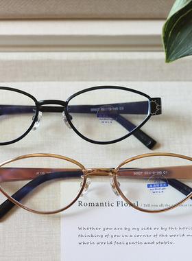 倪妮同款猫眼钛合金架金丝线眼镜框女高级感时尚素颜眼睛架显脸小