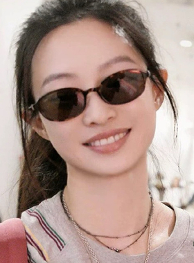 复古韩系小框椭圆框墨镜女UV400尼龙镜片防晒防紫外线开车太阳镜
