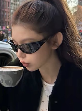 Jennie同款发箍墨镜女ins风71763黑色复古大框弧形遮阳护目太阳镜