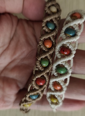 五彩陶瓷绳编手链一条价格九宵美庐蜜蜡店