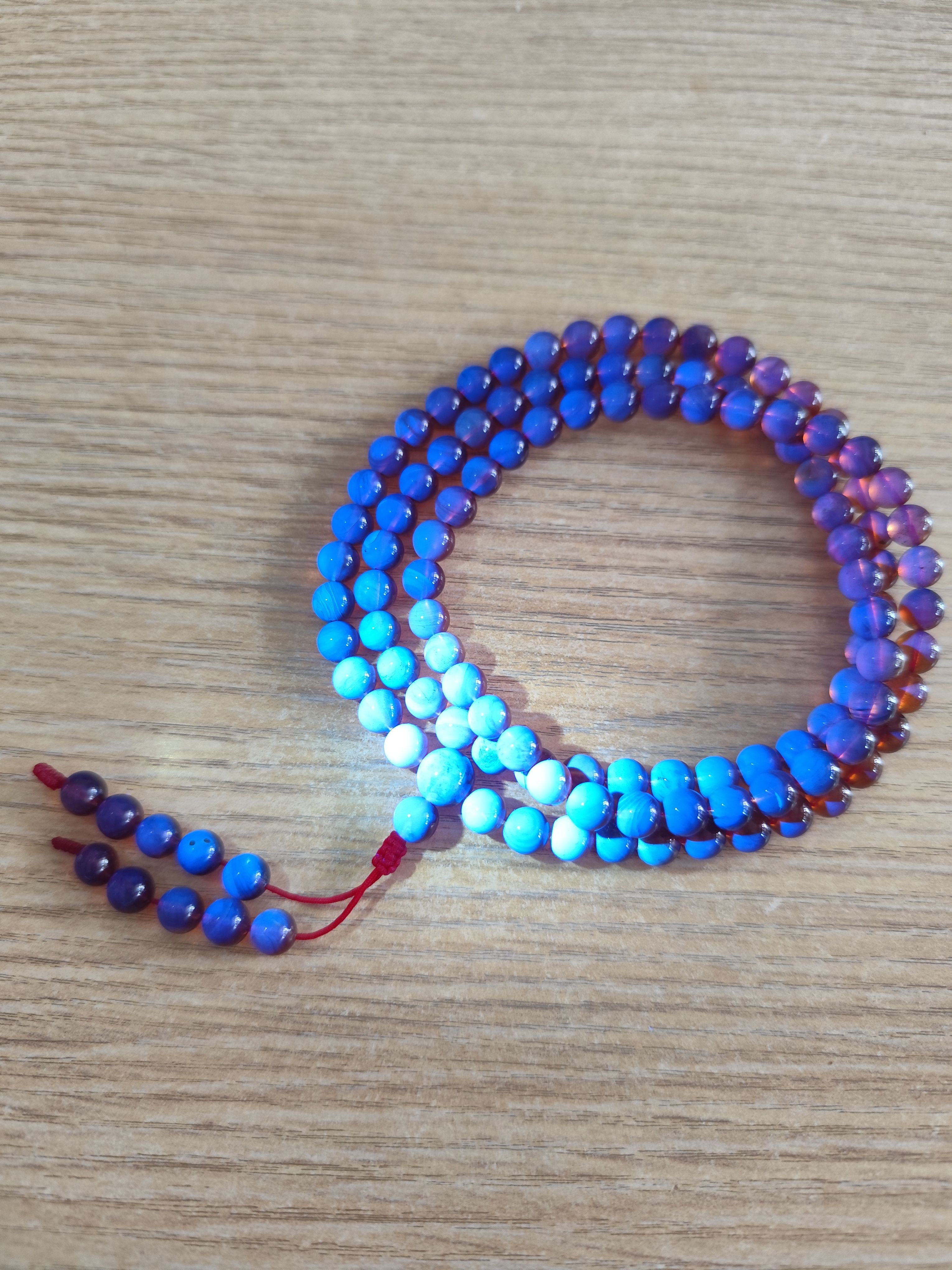 天然琥珀蜜蜡缅甸棕红林草矿珀紫罗兰变色6mm佛珠含矿物无烤带证