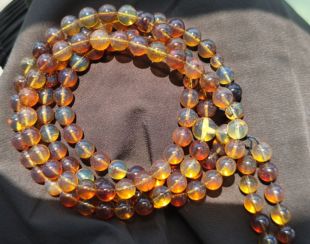 天然琥珀蜜蜡缅甸紫罗兰林草珀金兰珀金棕多宝108佛珠项链茶宝7mm