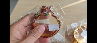 泰国珐琅红色宝石手镯大象