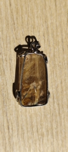 纯银镶色发晶吊坠