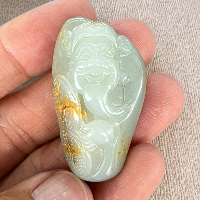 和田玉籽料财神吊坠高脂