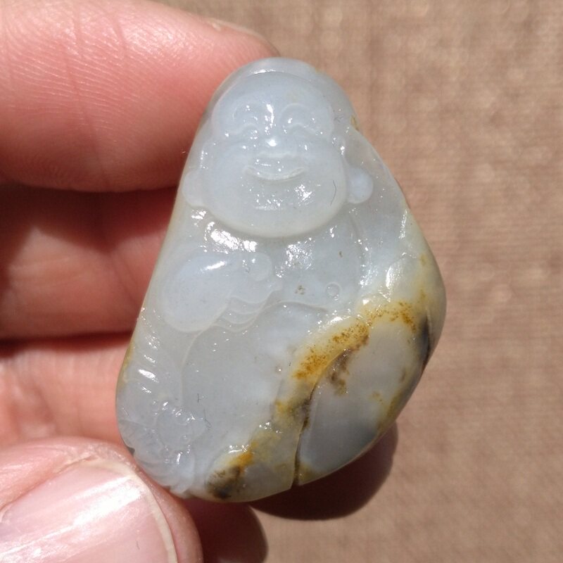 籽料吊坠笑佛白玉黄皮新疆和田玉