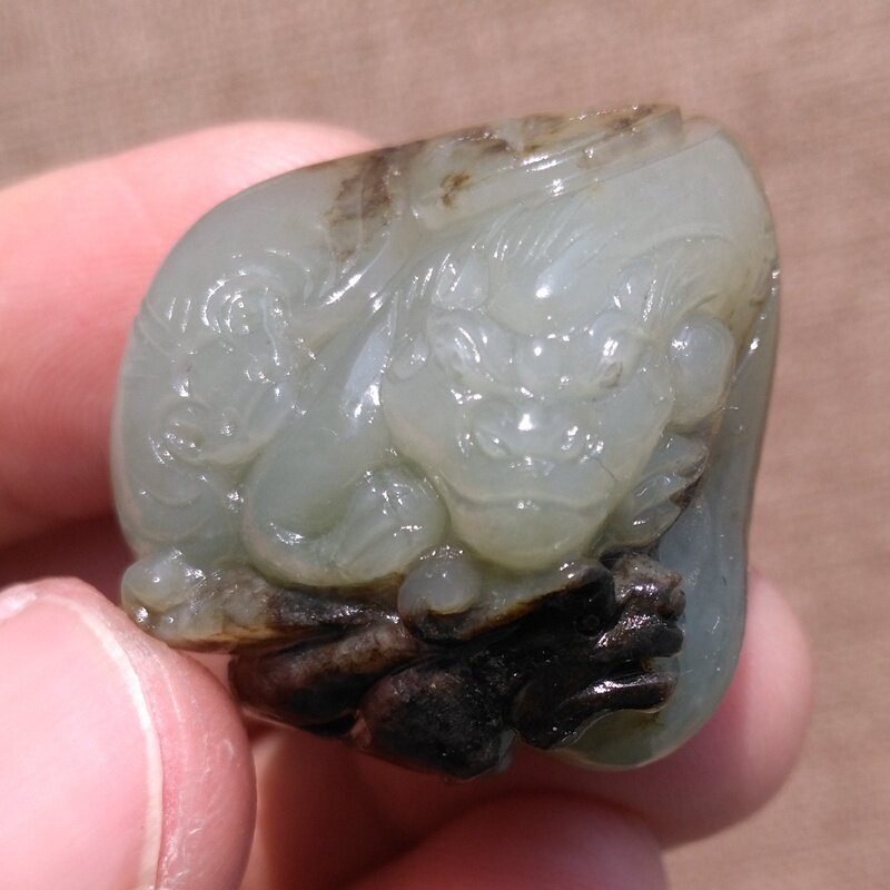玉饰传奇新疆和田玉籽料吊坠真皮天然青白玉黑皮籽料貔貅挂件男女