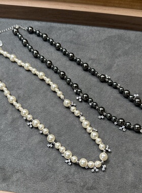 经典星云气泡元素珍珠项链 高品质仿大溪地钢琴黑色 马思纯李沁款