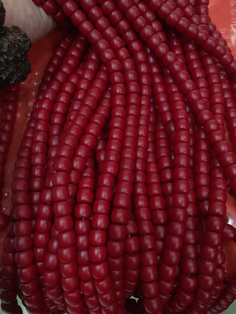 西藏尼泊尔磨砂哑光雪巴琉璃血巴牛血红文玩菩提108颗佛珠diy配件