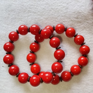 雪巴琉璃亮光本命年红色手串男女手链