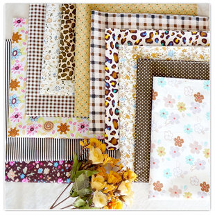 纯棉斜纹棉布头布料diy拼布手工窗帘床品娃娃服装 咖啡色系组合