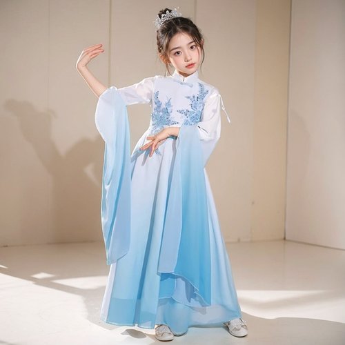 女童汉服2026春季中国风儿童古筝演出服超仙古典飘逸水袖古风汉服