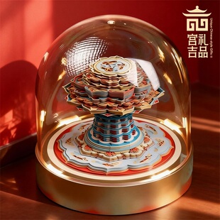 敦煌文创三兔共耳藻井纸雕拍拍灯氛围小夜灯摆件女生新年春节礼物