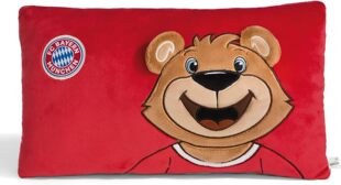 拜仁慕尼黑正品授权周边Berni伯尼熊FCB标微绒长方形靠垫抱枕NICI