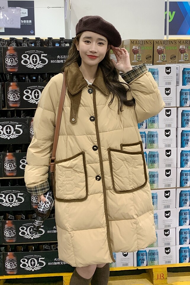 羽绒！大量现货！设计感撞色拼接羽绒服外套9101-P355-控468,女装羽绒服,浙宝125