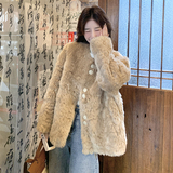 【新款】现货！奶杏色皮毛一体环保皮草9901-P225-控328，女装短外套，浙宝125