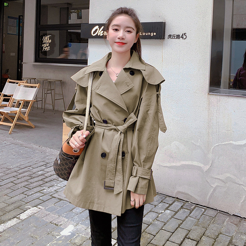 2022新款现货！海军风短款系带风衣外套F19-P125-控188，女装风衣，浙宝125