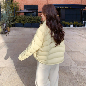 【新款】现货 A89 鹅黄色 复古保暖羽绒服外套 P325控488图片