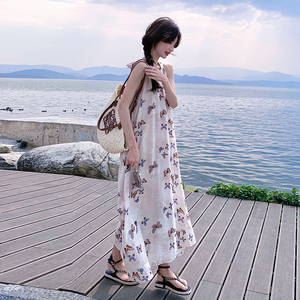 松弛感穿搭新中式连衣裙2025夏季国风文艺小众不撞款独特印花长裙图片