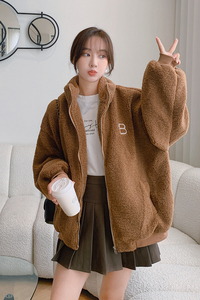 大货已出！韩系ins小姐姐暖洋洋立领羊羔毛外套9062-P145控198图片