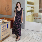 复古赫本风飞飞袖碎花裙女夏季2025新款修身显瘦高级感法式连衣裙，女装连衣裙，浙宝125