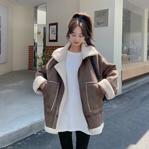 大货已出！新款！麂皮绒机车服羊羔毛外套9081-P185-控268图片