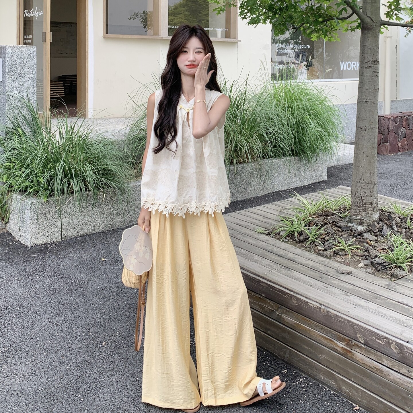 新款现货时尚设计款上衣+阔腿裤套装2D003-A67-P165控248，女装套装/套裙，浙宝125